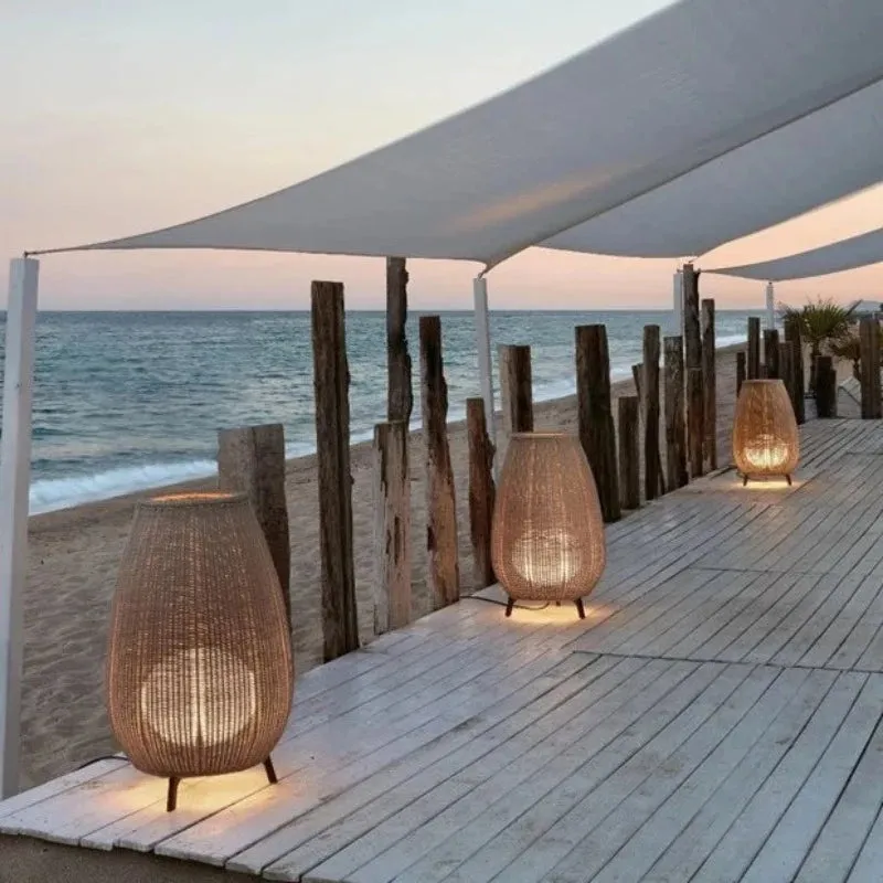 Exterior Wicker Floor Lamp