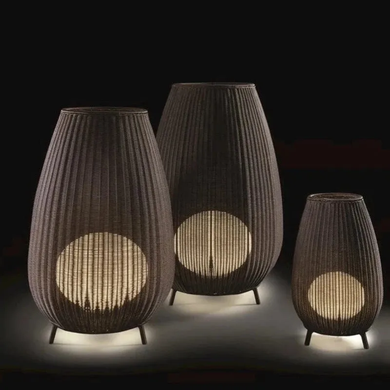 Exterior Wicker Floor Lamp