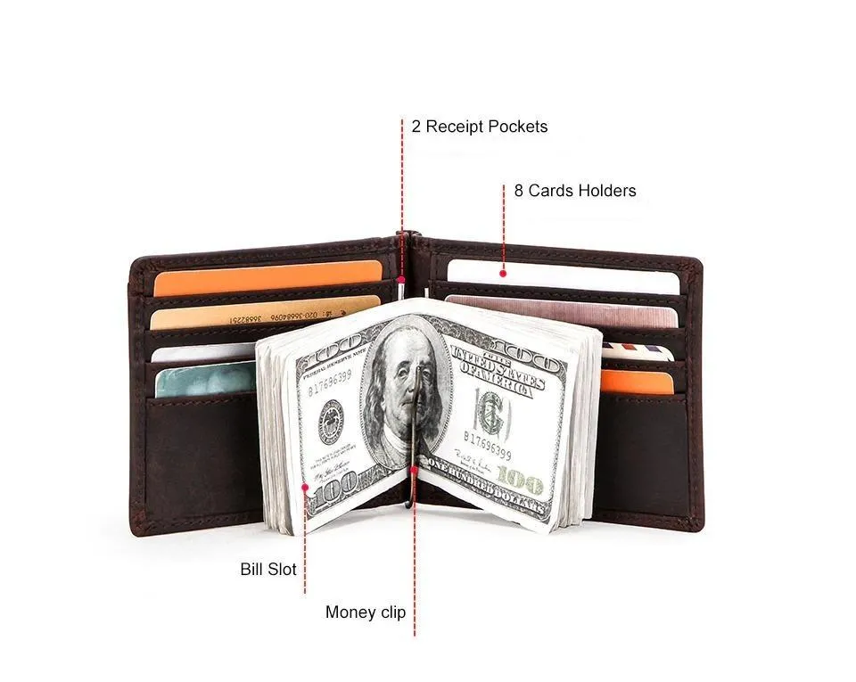 Federico Cow Leather Money Clip Wallet RFID