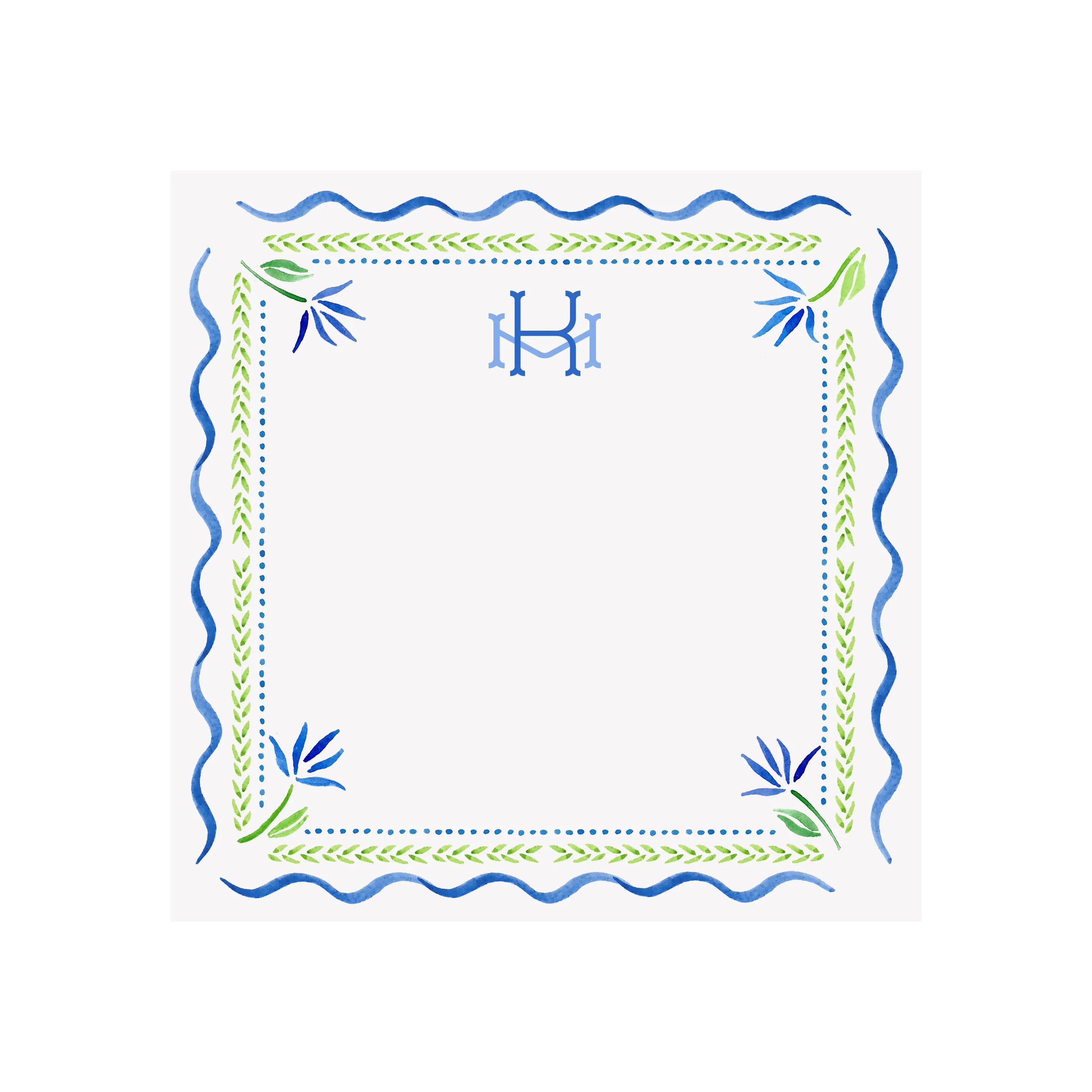 Floral Border Square Notepad- Personalized