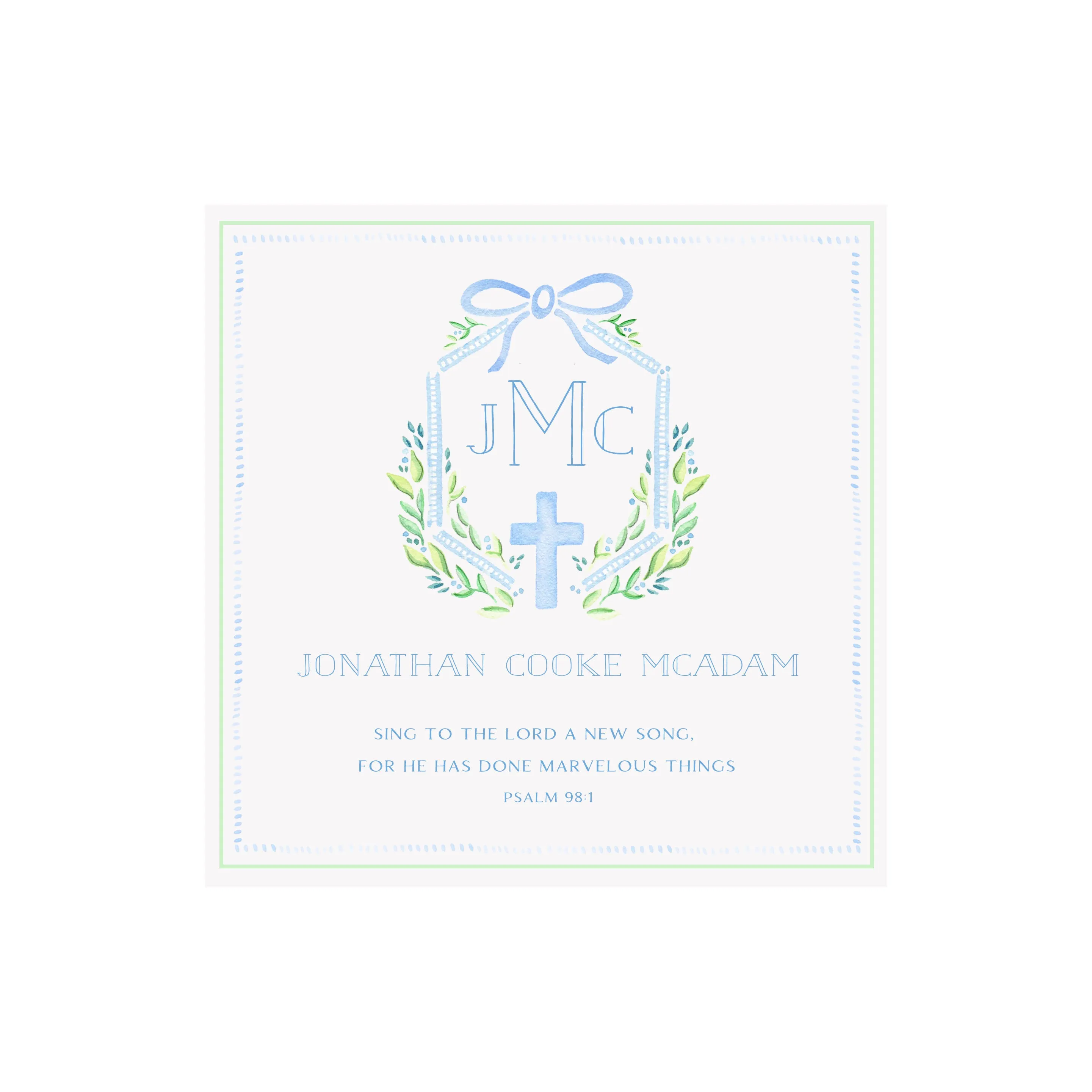 Framed Religious Keepsake Monogram & Verse Print- Pink