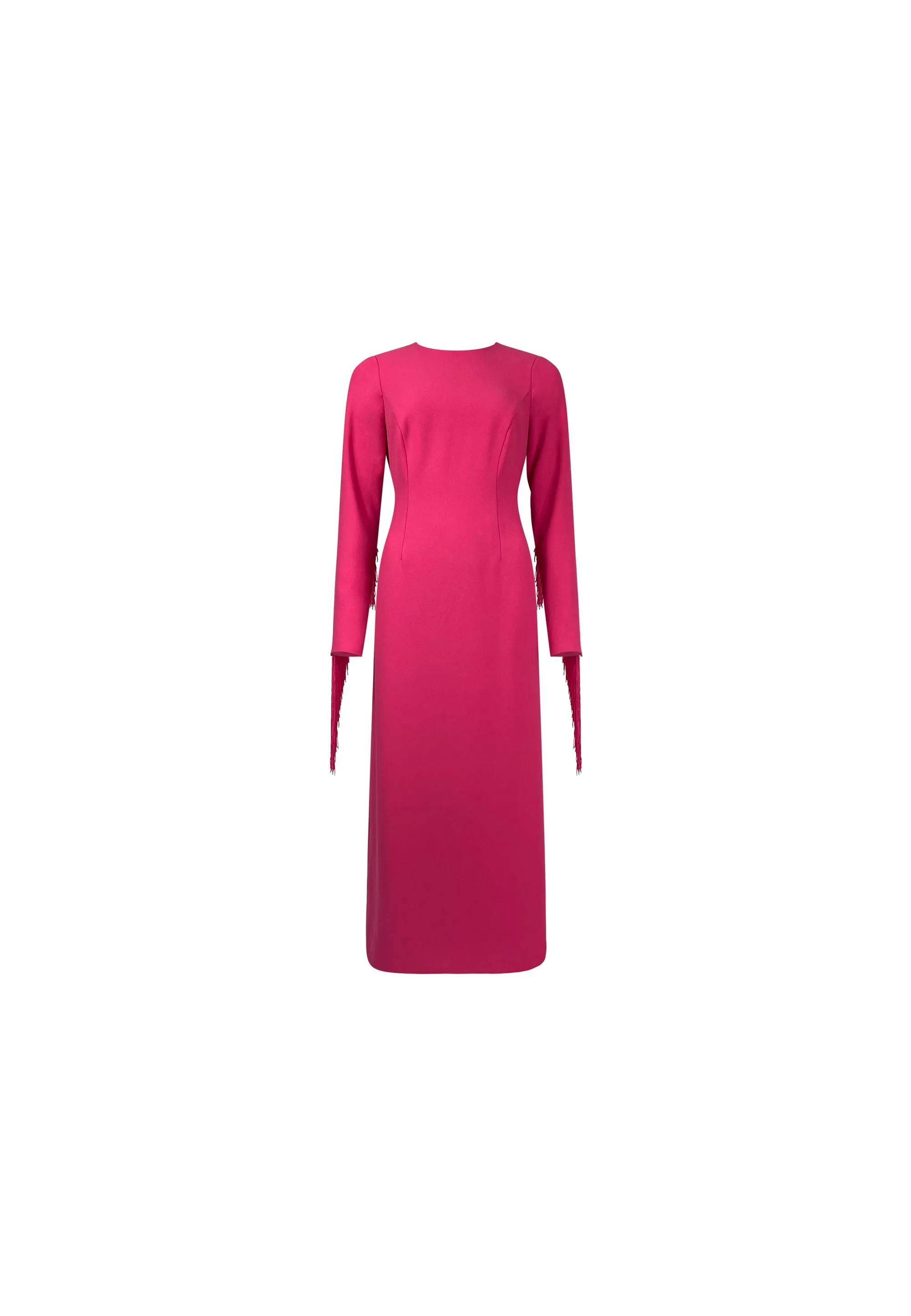 Francesca Pink Fringe Detail Midi Dress
