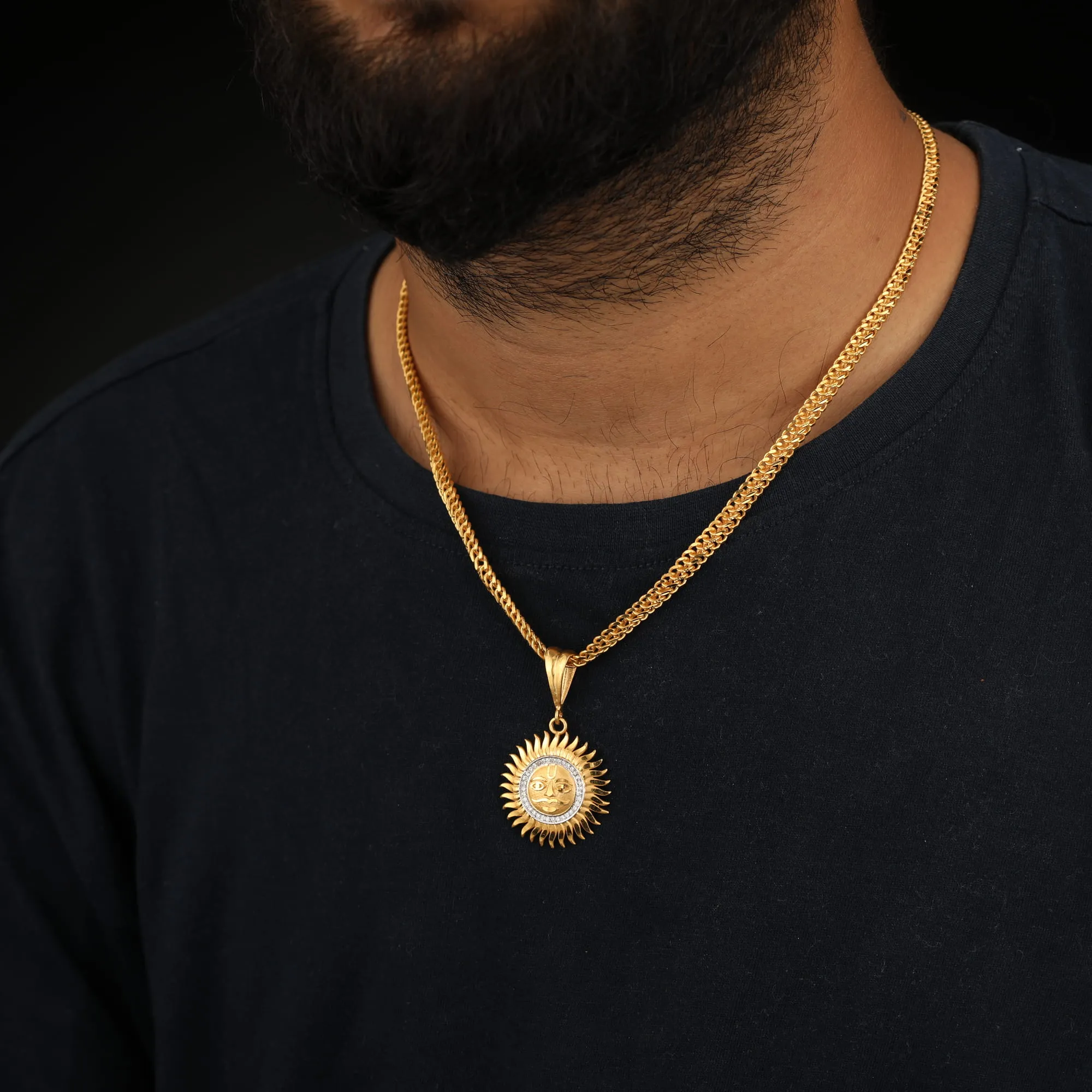 Freemen Gold Plated Atta Chain with Sun Pendant