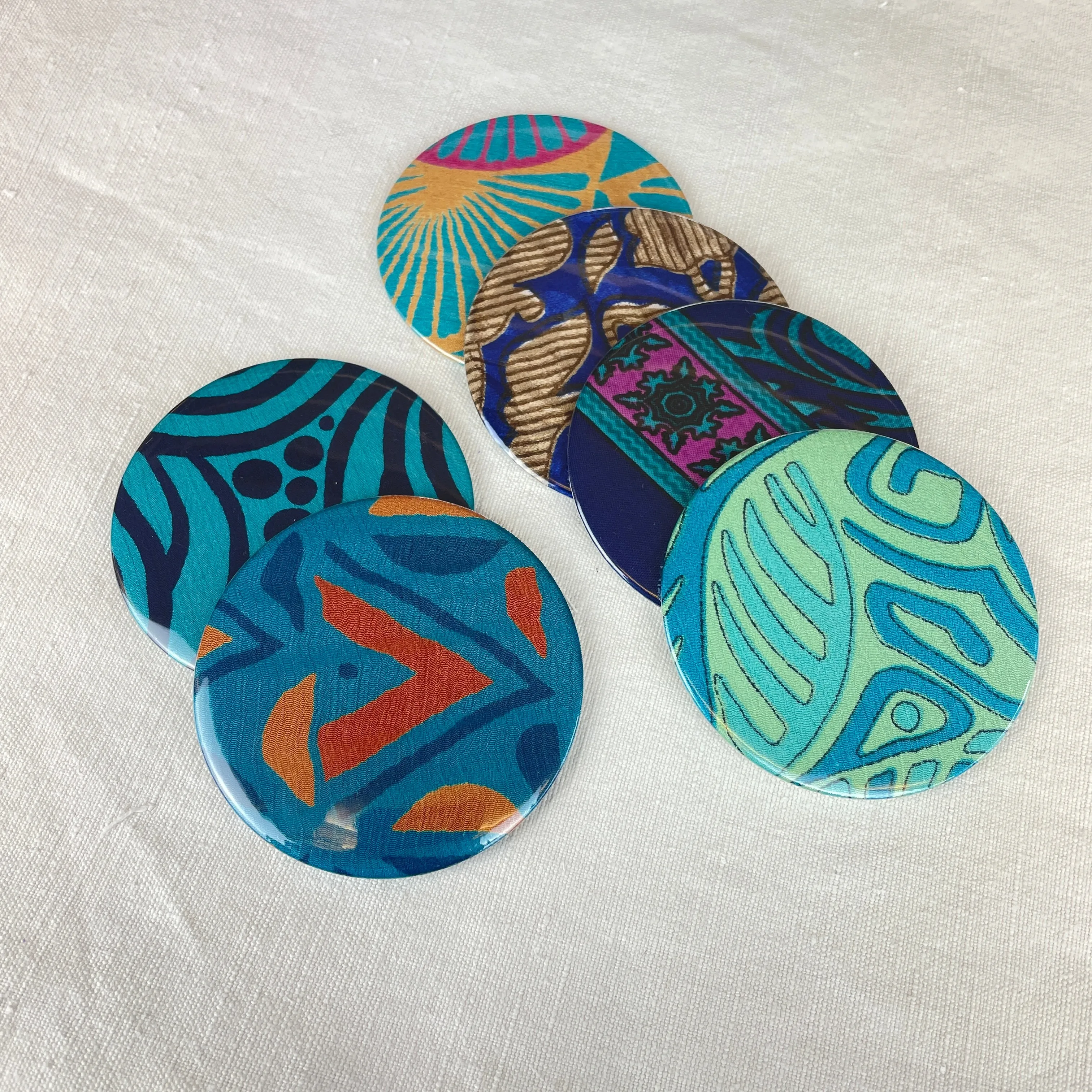 FULI Recycled Sari Fabric Pocket Travel Mirror Pack 10 (WS)