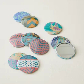 FULI Recycled Sari Fabric Pocket Travel Mirror Pack 10 (WS)