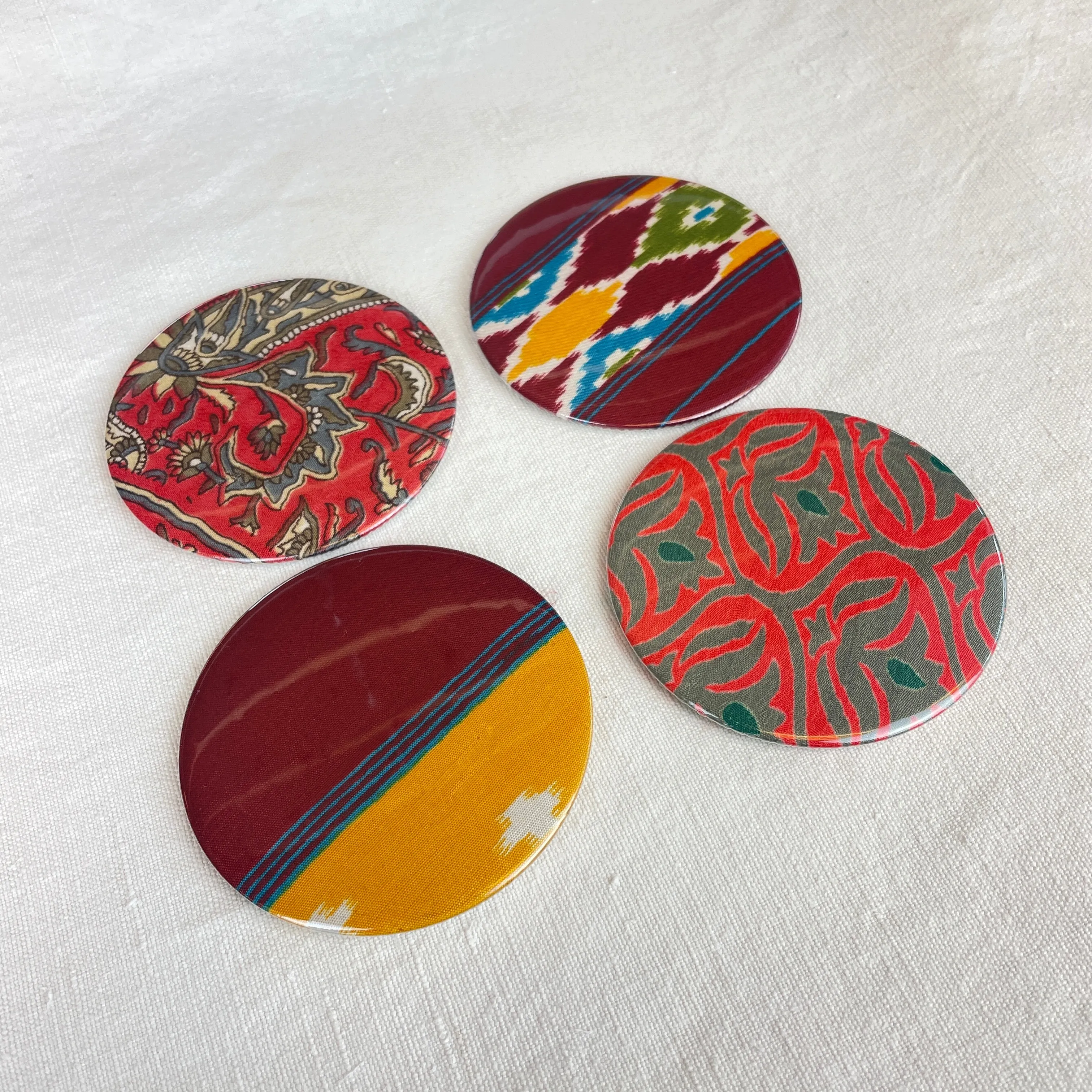 FULI Recycled Sari Fabric Pocket Travel Mirror Pack 10 (WS)