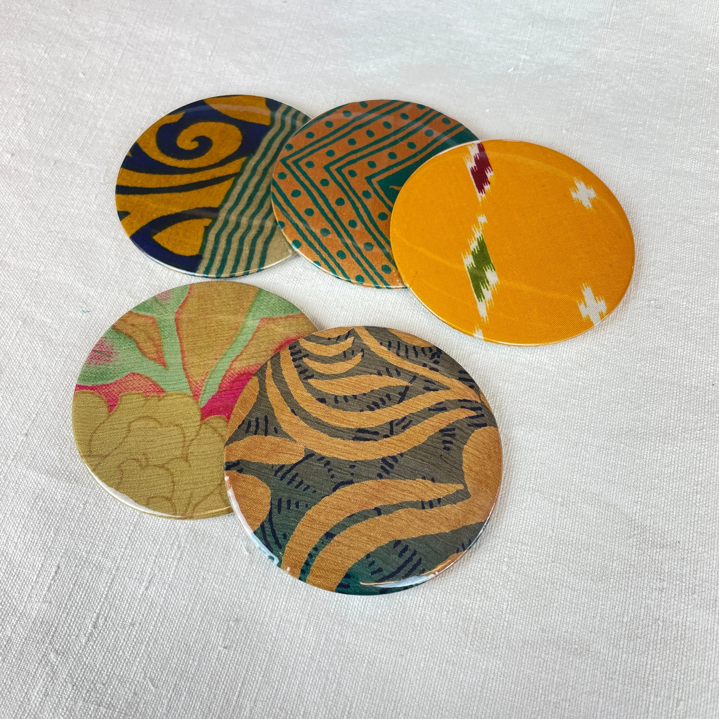 FULI Recycled Sari Fabric Pocket Travel Mirror Pack 10 (WS)