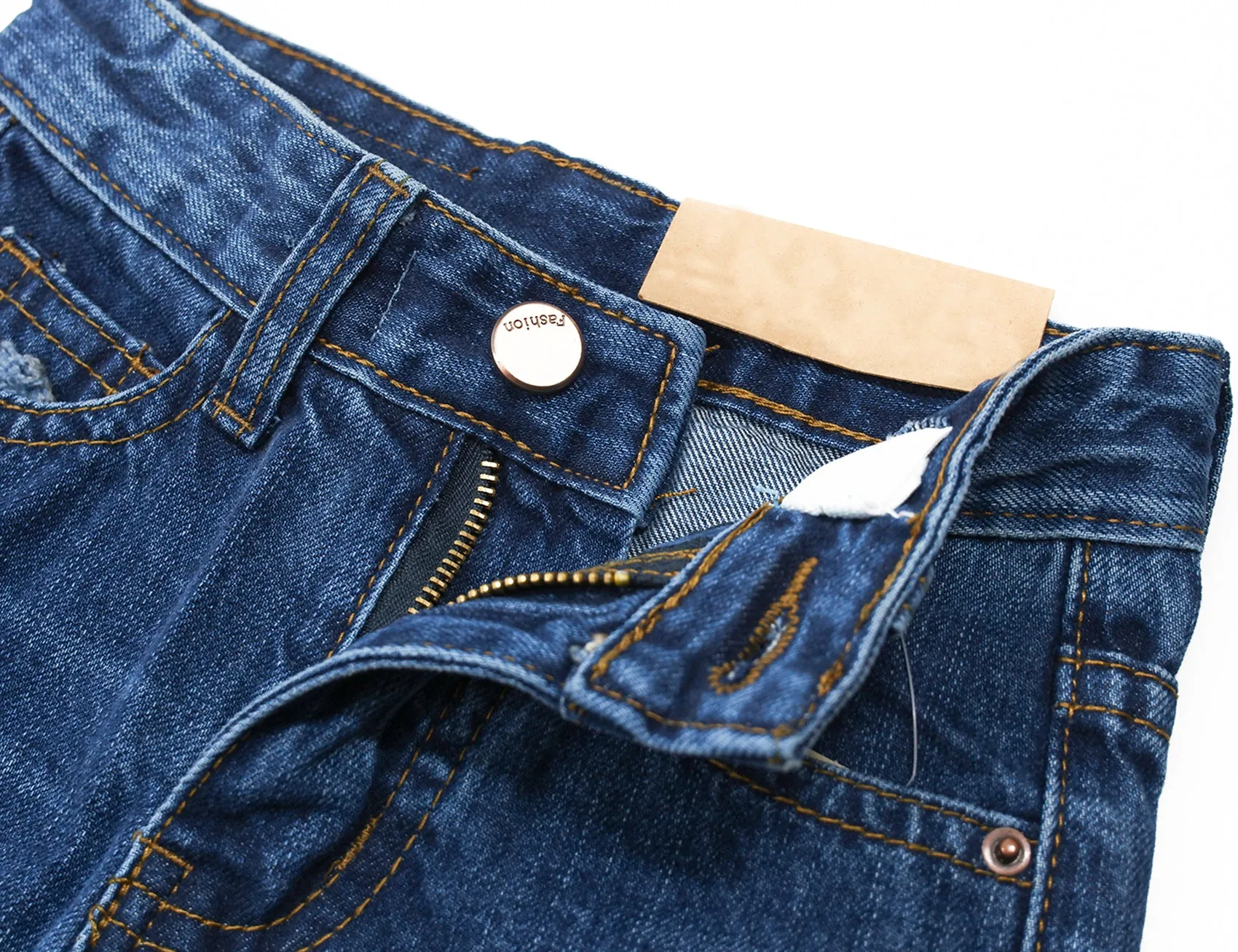 Girls Embroidered Elastic Waist Band Cute Slim Jeans