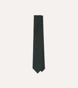 Green Paisley Double Leaf Print Silk Self-Tipped Tie