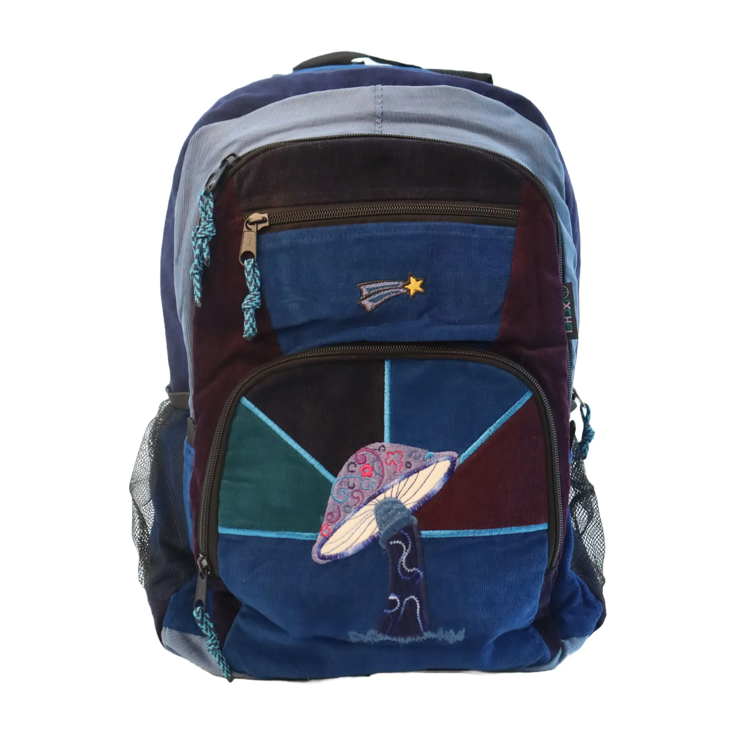 Groovy Blue Mushroom Corduroy Backpack