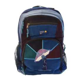 Groovy Blue Mushroom Corduroy Backpack