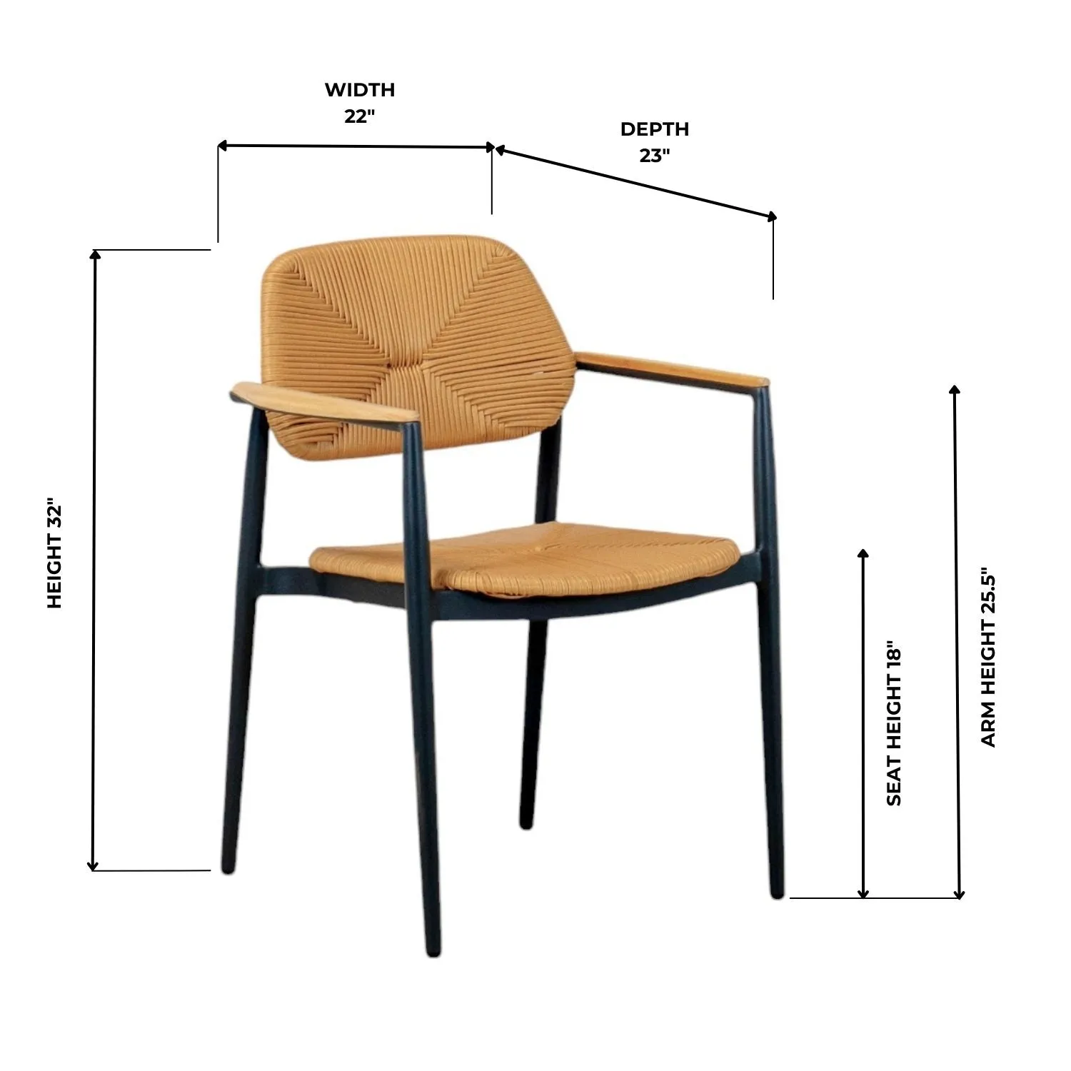 Hampton Wicker Dining Arm Chair