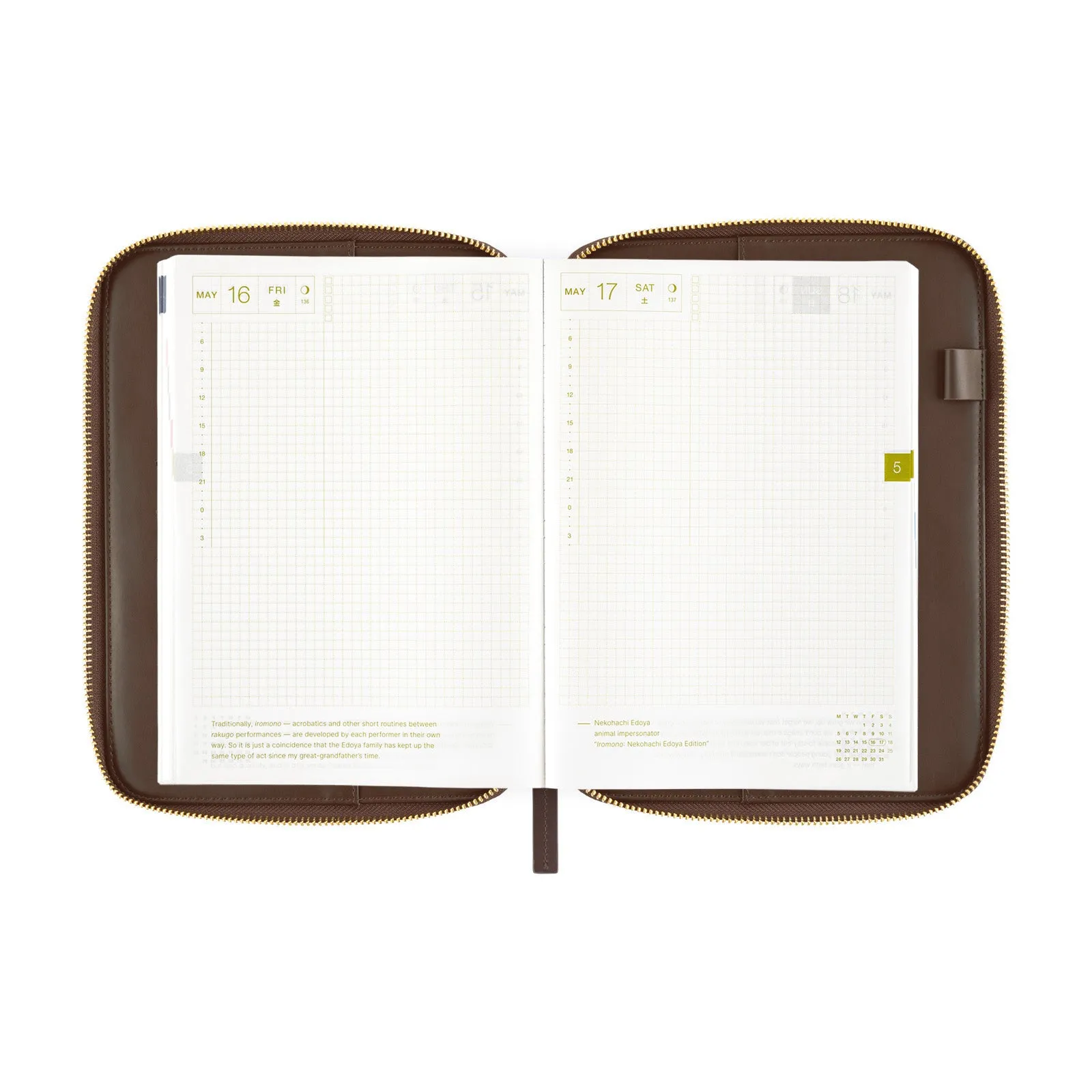 Hobonichi Techo Cover Cousin A5 -  Taut Zipped (Café au Lait Plaid)