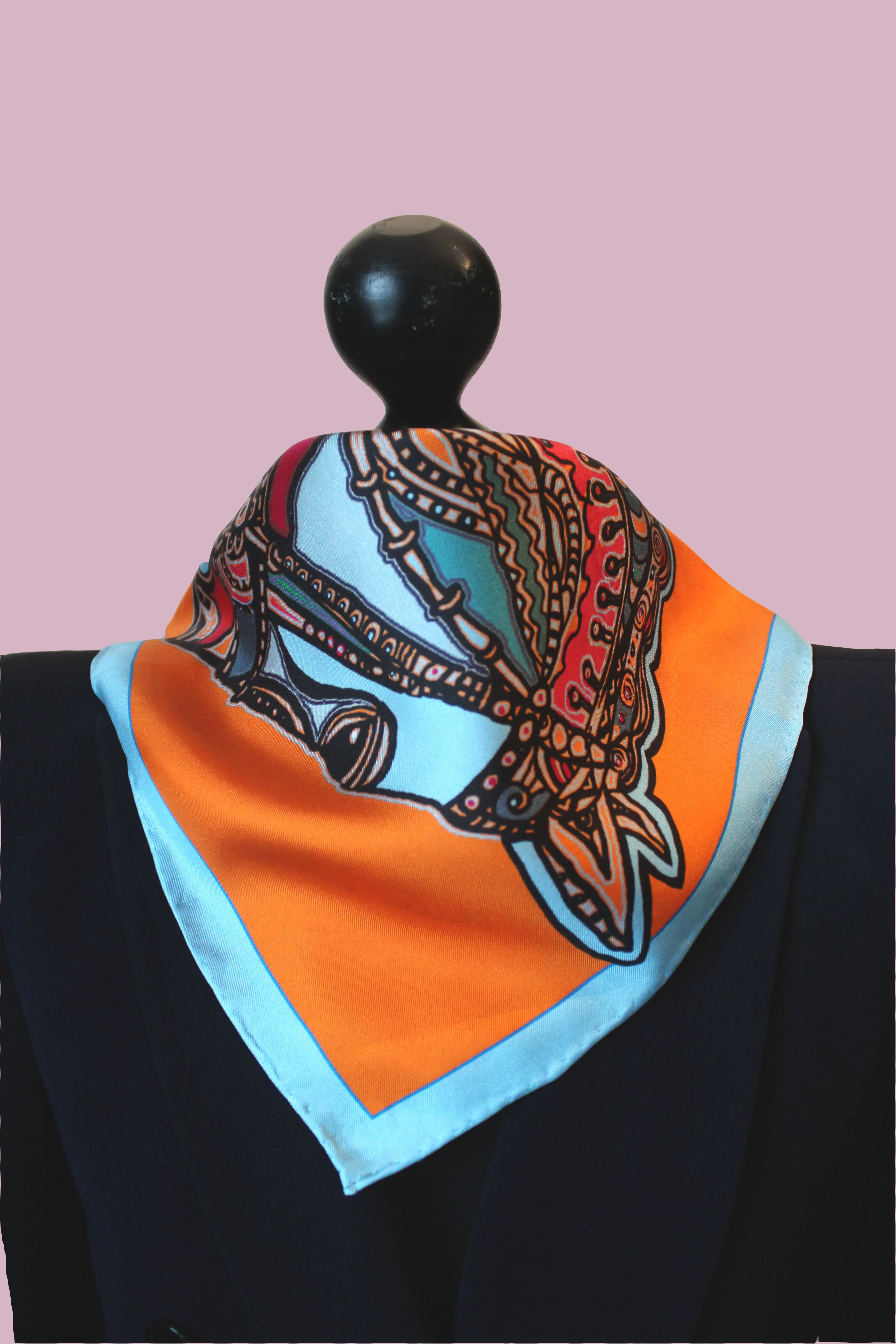 Horse Dressage in Orange, 45cm Square