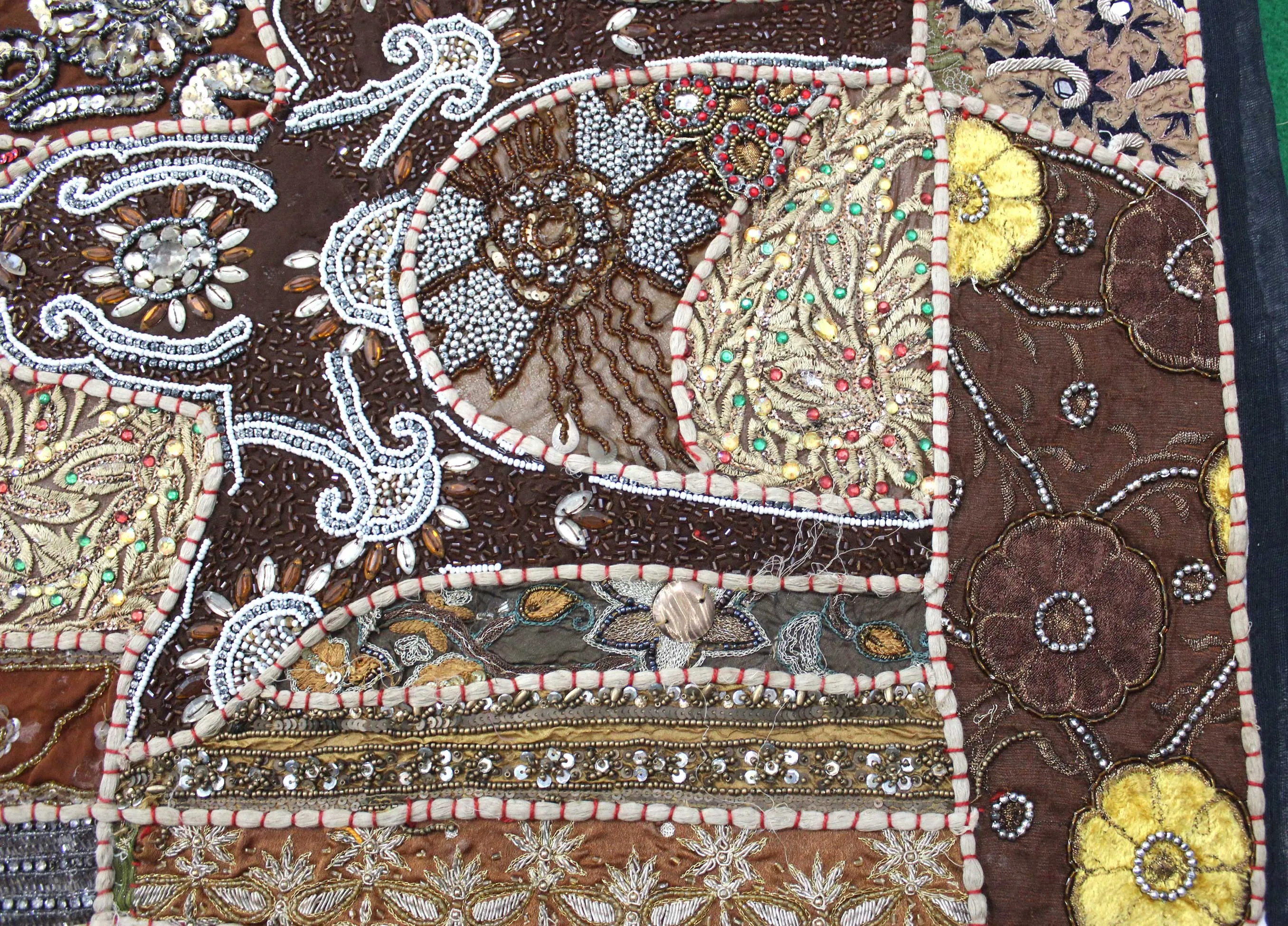 Indian Wall Hanging Embroidered Tapestry Brown