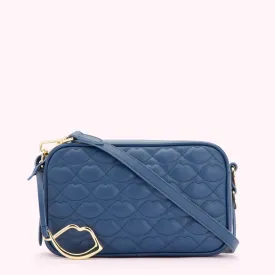 INDIGO QUILTED LIP ASHLEY LEATHER CROSSBODY BAG