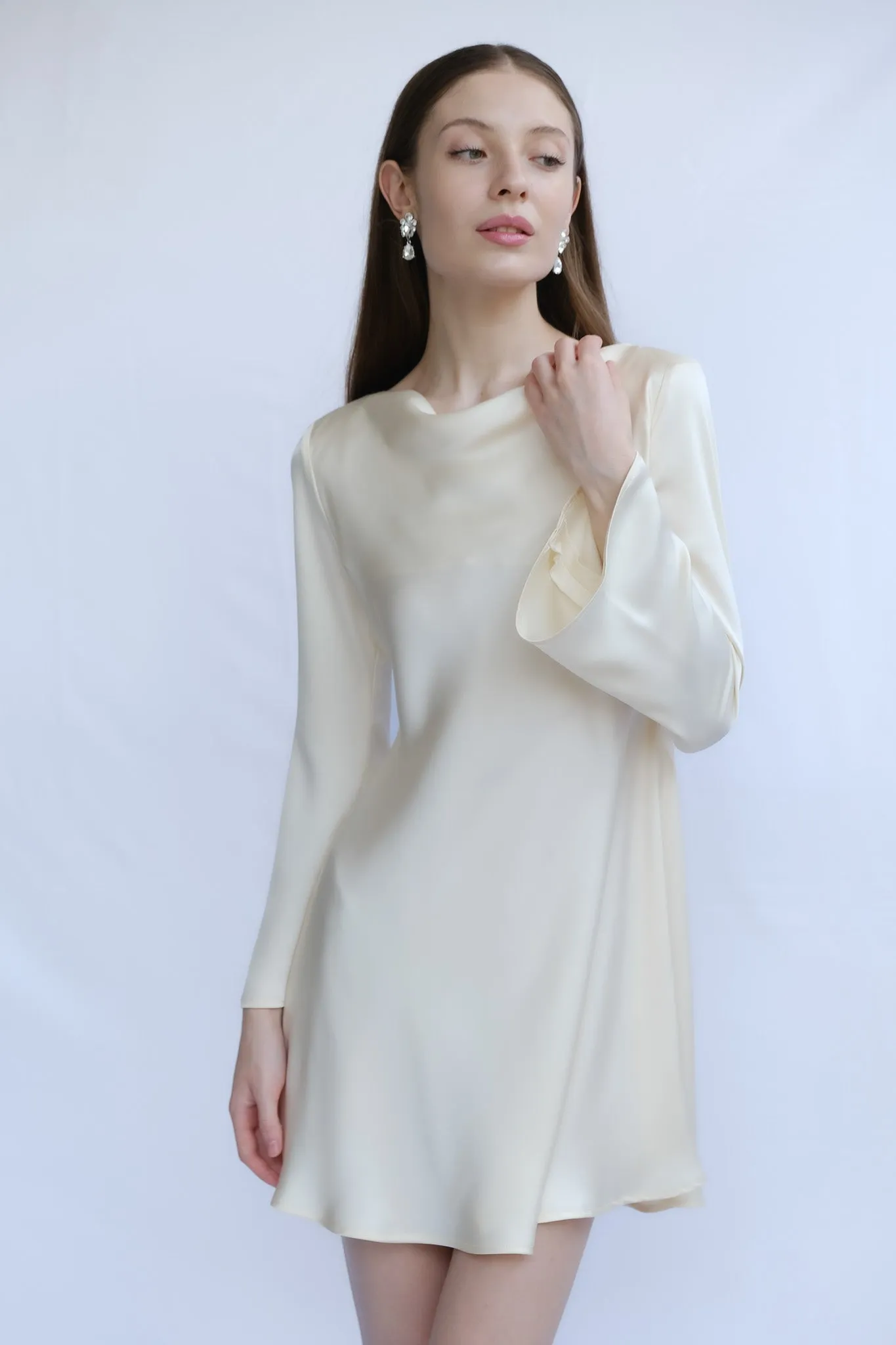 Jade Cowl Neck Long Sleeve Mini Dress