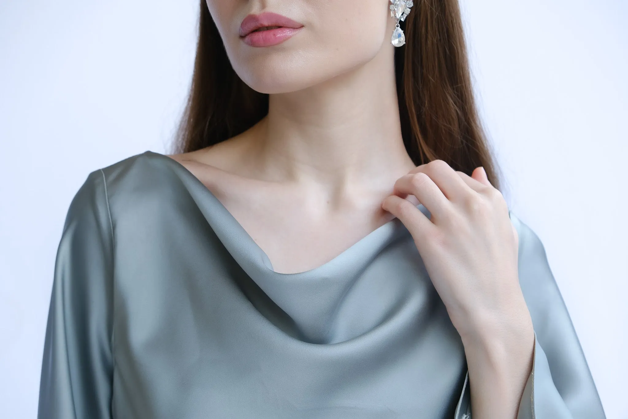 Jade Cowl Neck Long Sleeve Mini Dress