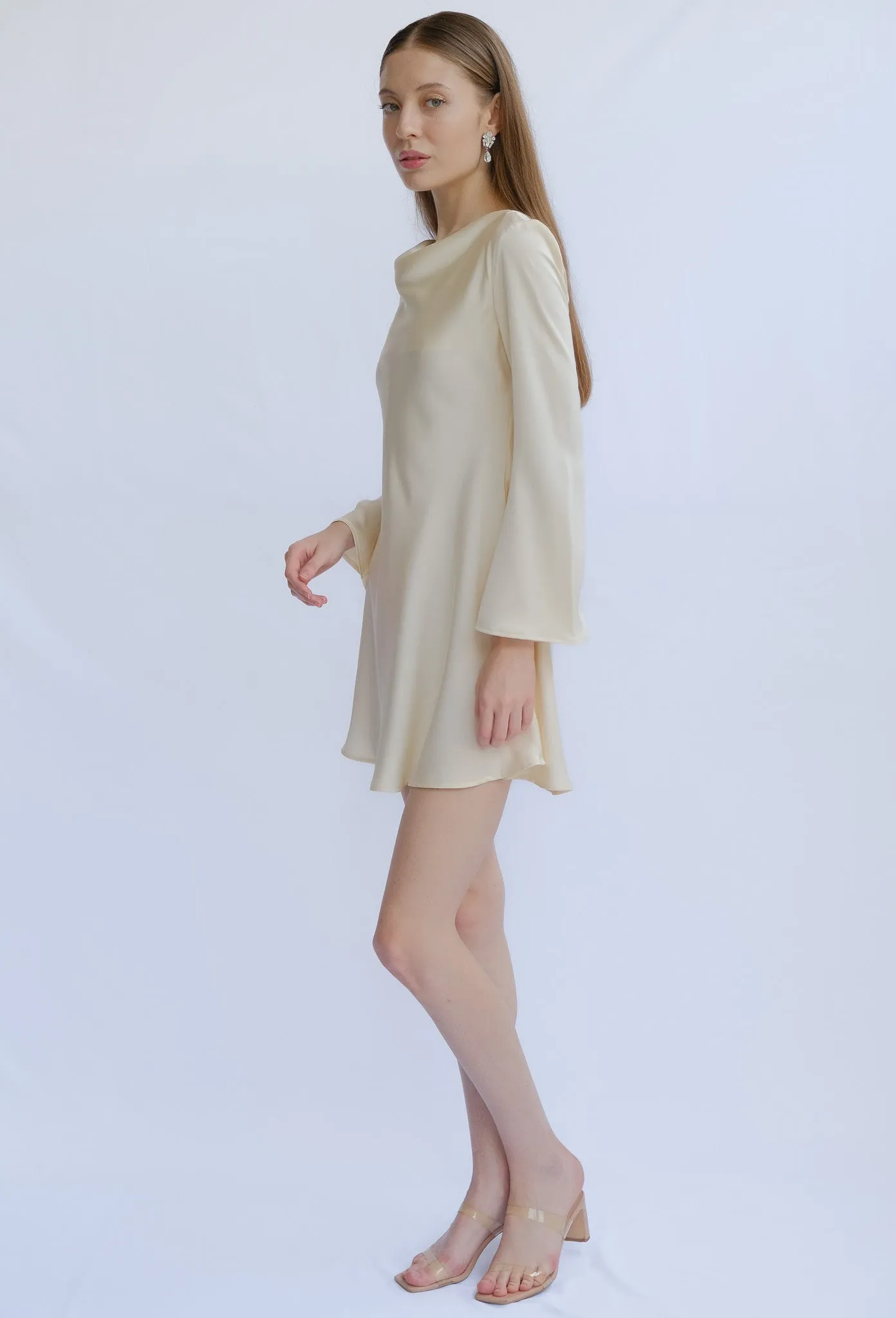 Jade Cowl Neck Long Sleeve Mini Dress