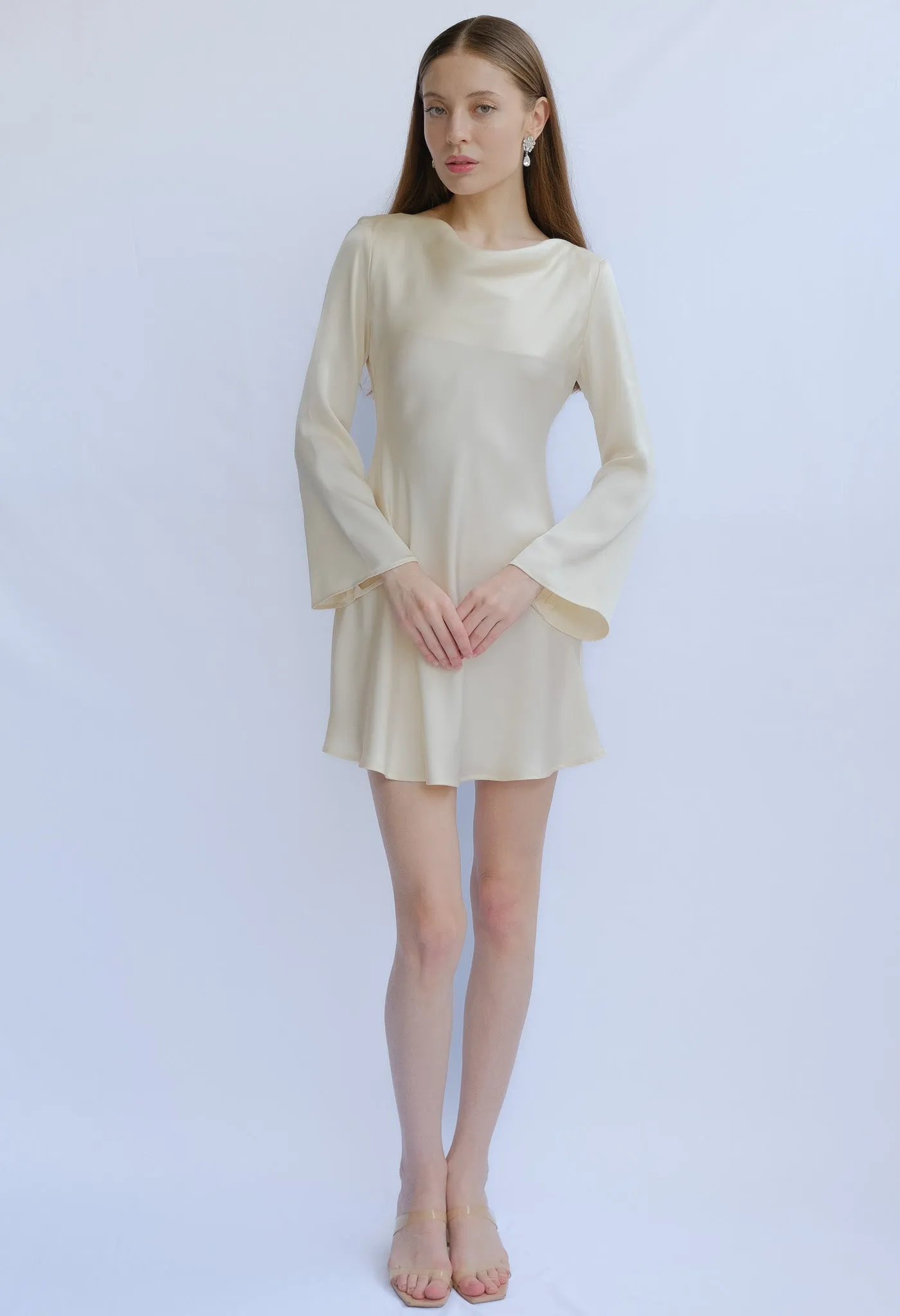 Jade Cowl Neck Long Sleeve Mini Dress