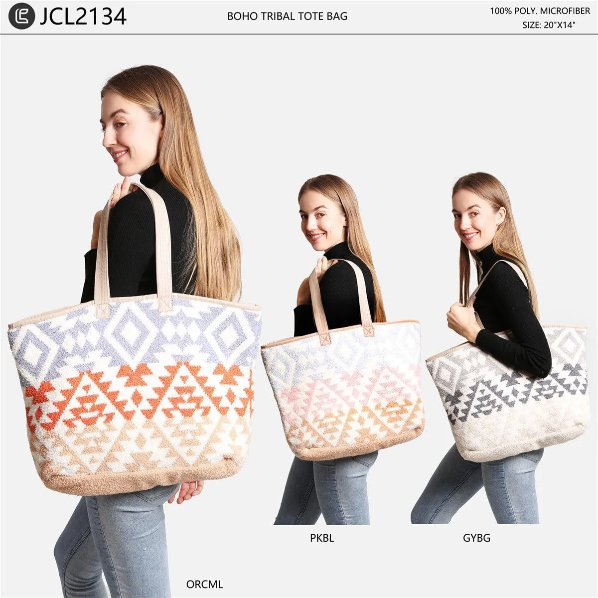 JCL2134 Boho Tribal Super Lux Microfiber Tote