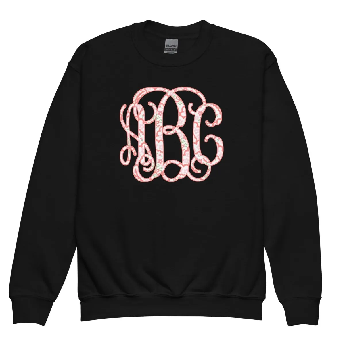 Kids Monogrammed ‘Coquette Floral Patterns’ Big Print Sweatshirt