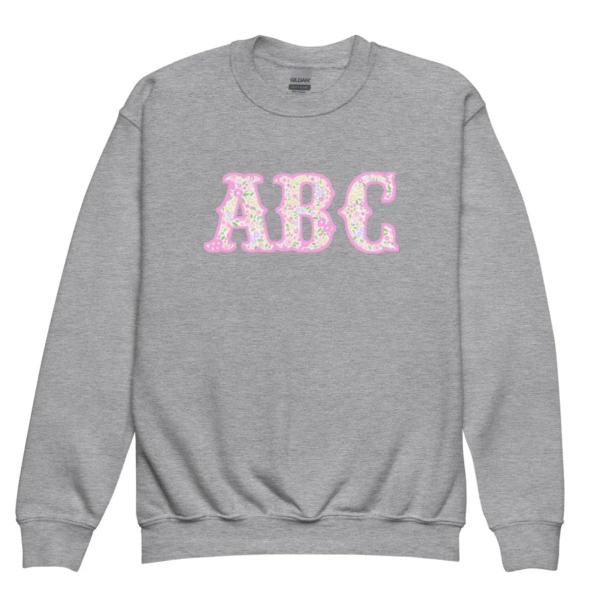 Kids Monogrammed ‘Coquette Floral Patterns’ Big Print Sweatshirt