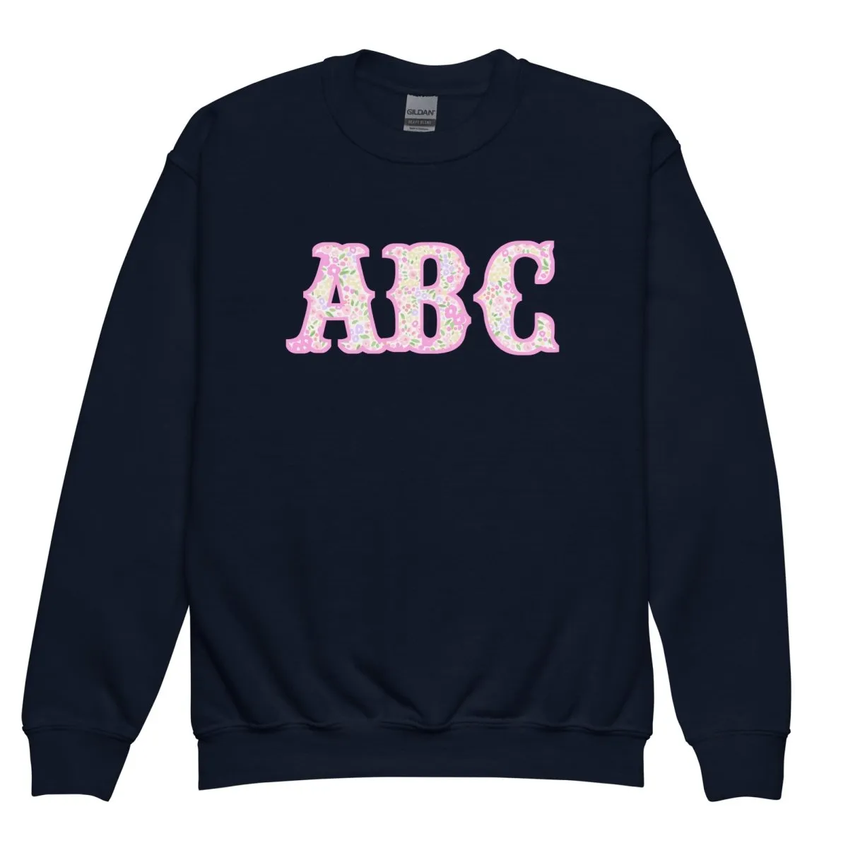 Kids Monogrammed ‘Coquette Floral Patterns’ Big Print Sweatshirt