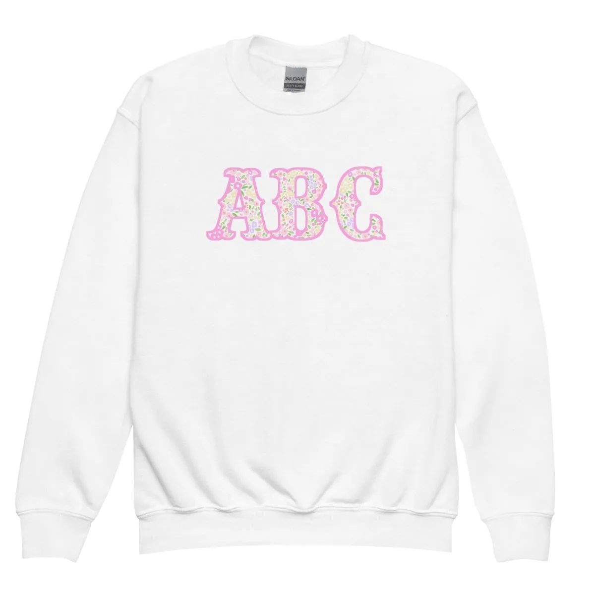 Kids Monogrammed ‘Coquette Floral Patterns’ Big Print Sweatshirt