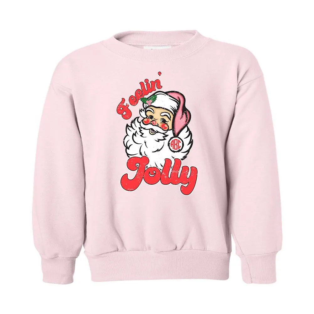Kids Monogrammed 'Feelin' Jolly' Santa Crewneck Sweatshirt
