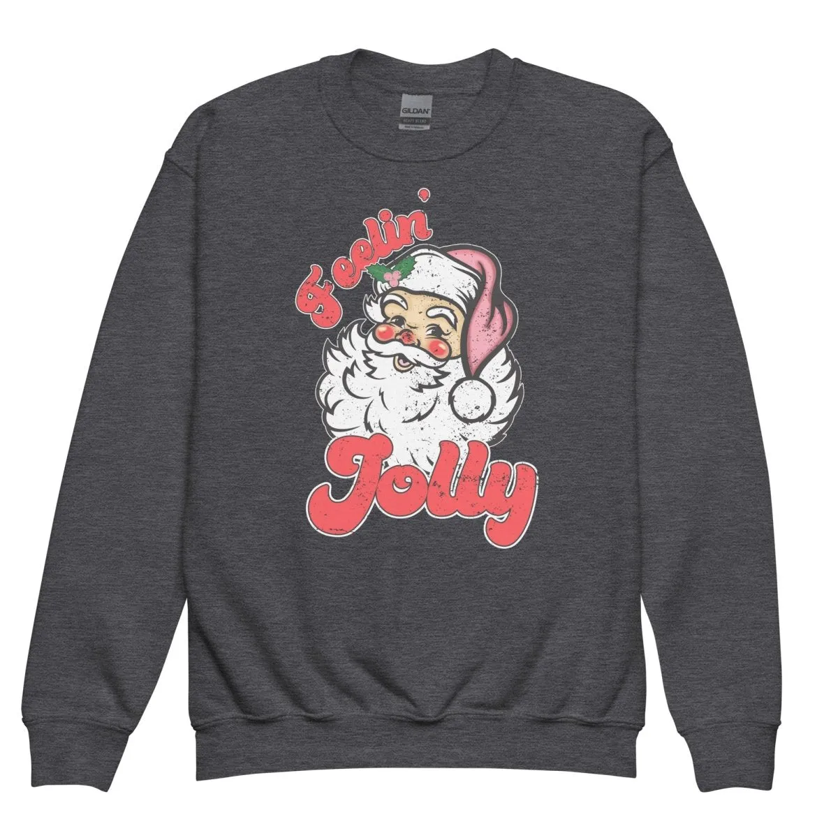Kids Monogrammed 'Feelin' Jolly' Santa Crewneck Sweatshirt
