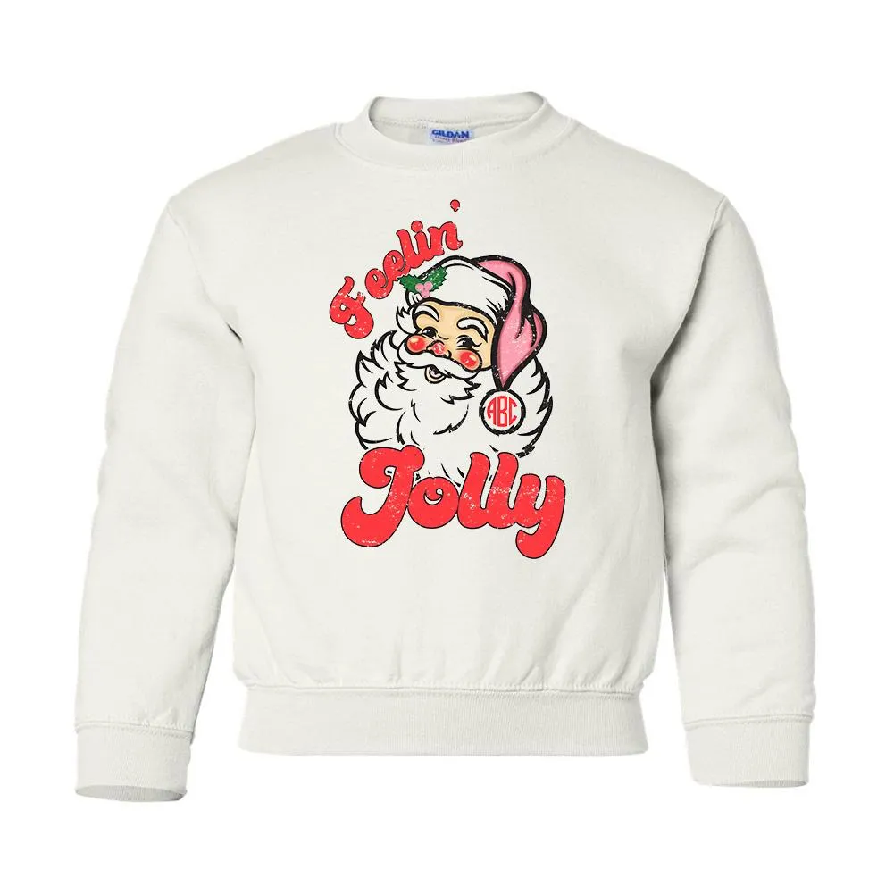 Kids Monogrammed 'Feelin' Jolly' Santa Crewneck Sweatshirt
