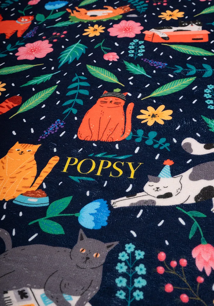 Large Cat Garden Print Towel