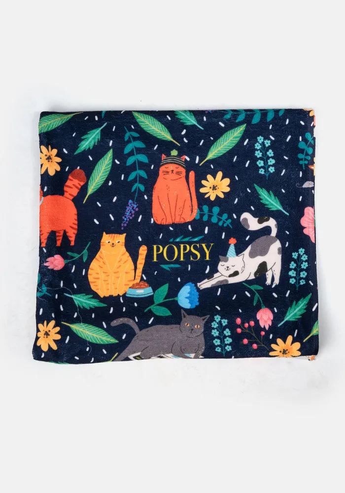 Large Cat Garden Print Towel