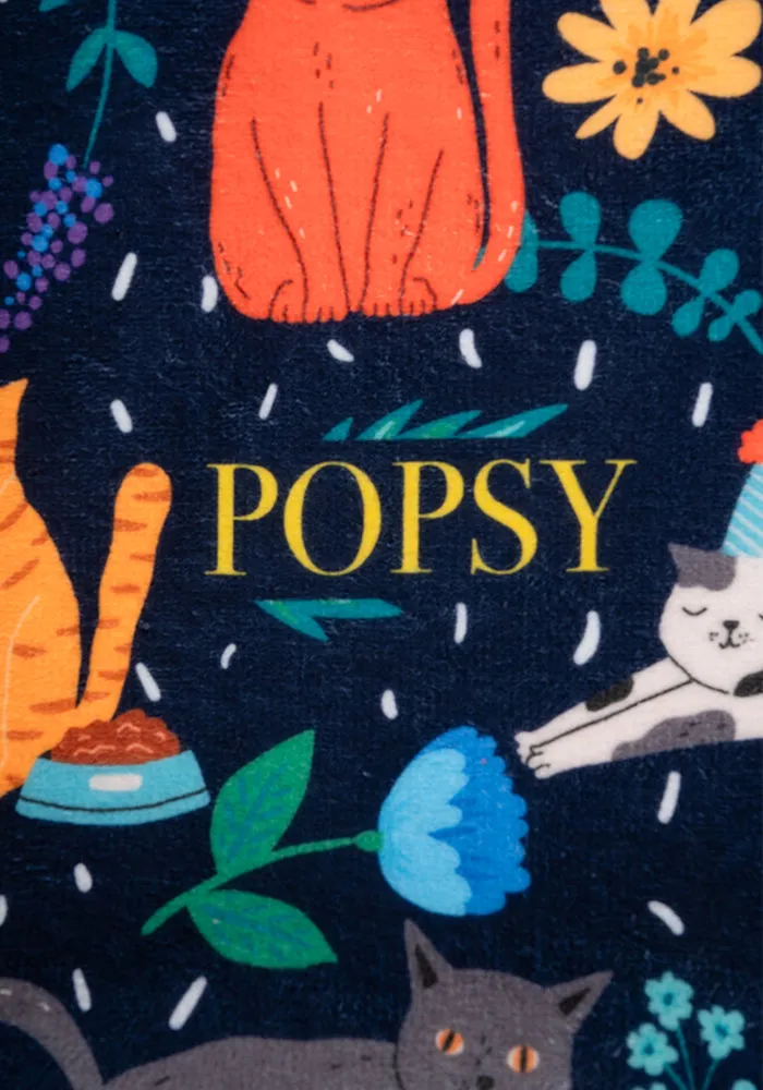 Large Cat Garden Print Towel