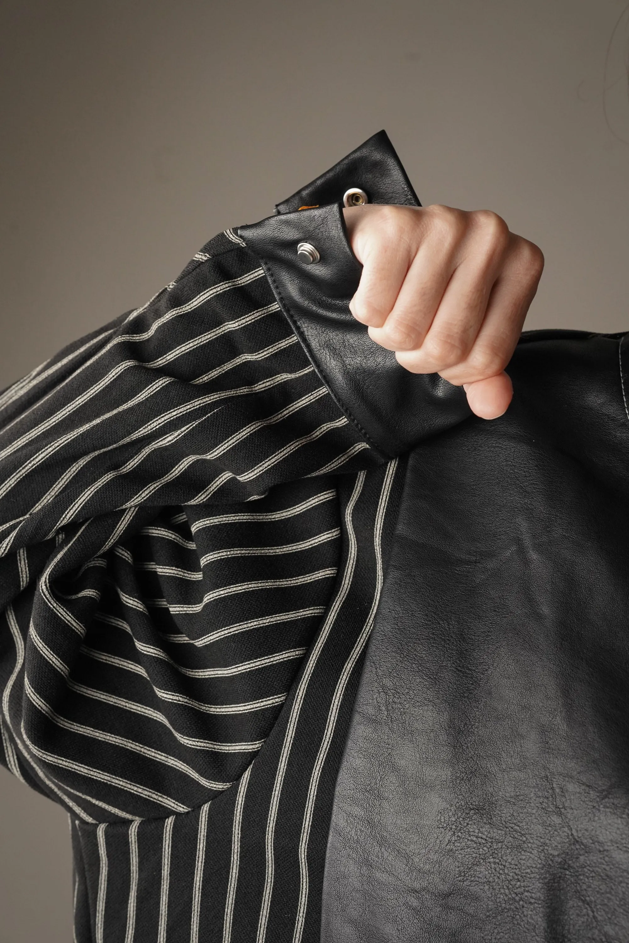 Leather Patchwork Oversized Shirt