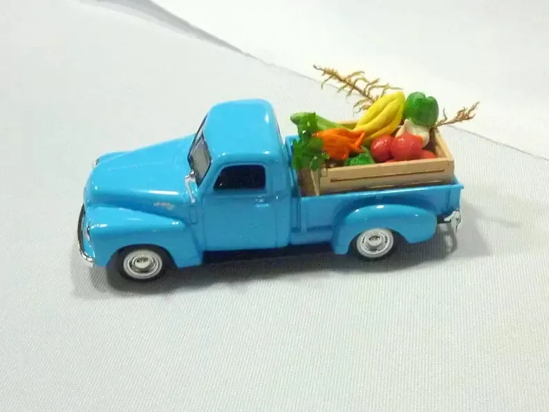 Light Blue Farmhouse Truck, Blue diecast truck