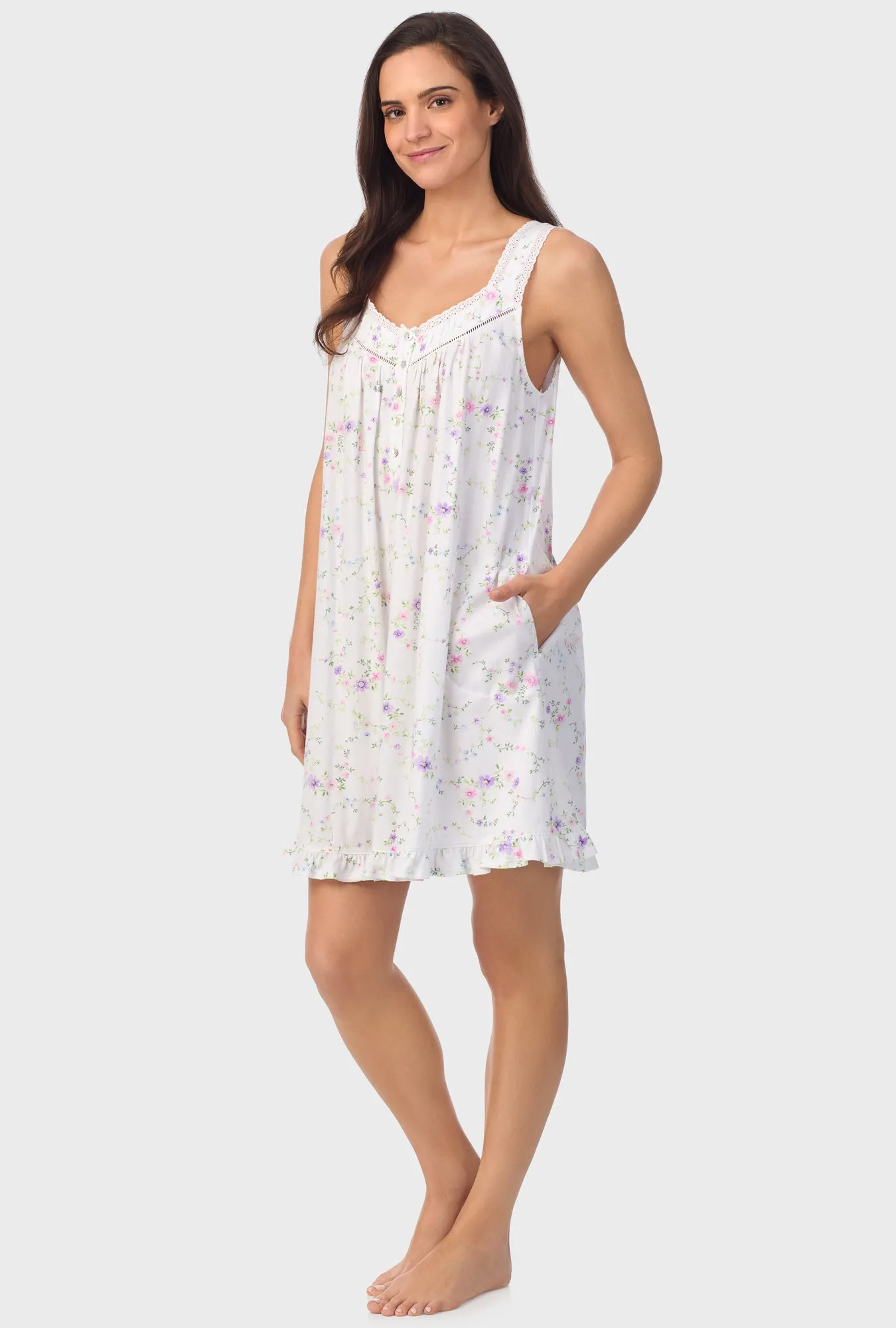 Lilac and Cherry Floral Sleeveless Chemise