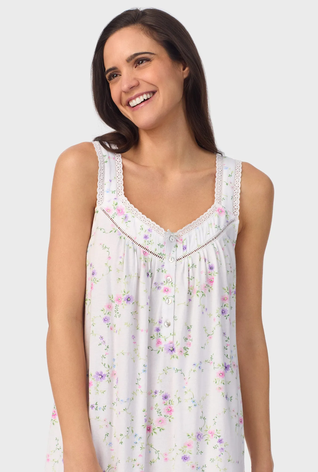 Lilac and Cherry Floral Sleeveless Chemise