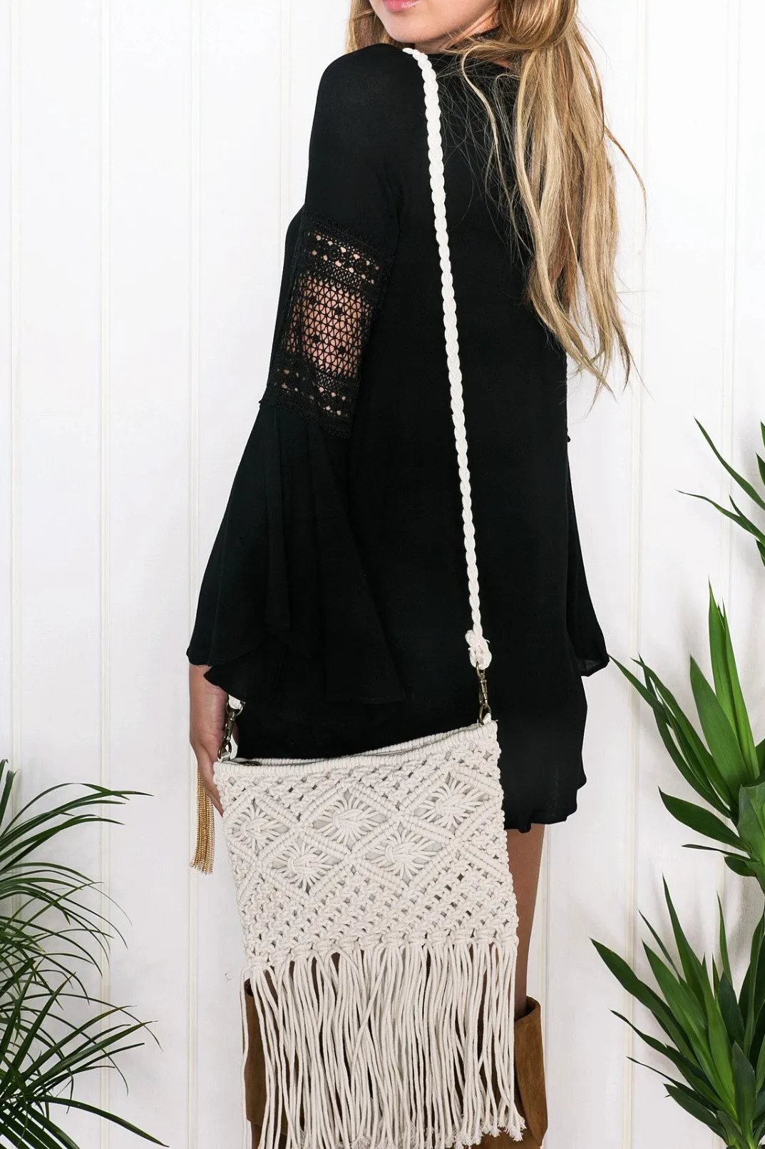 Linda Crochet Fringe Handbag