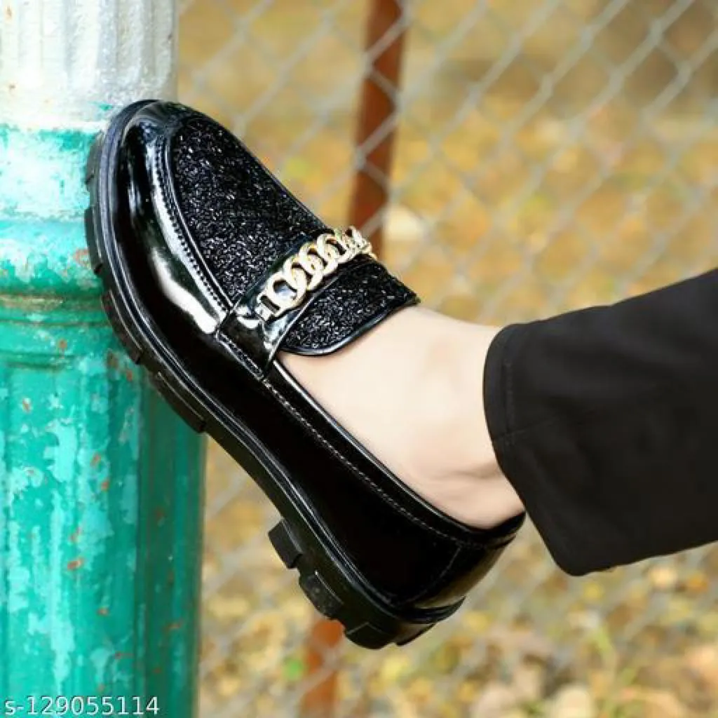 Men's Black Synthetic Leather Solid Casual Shoes