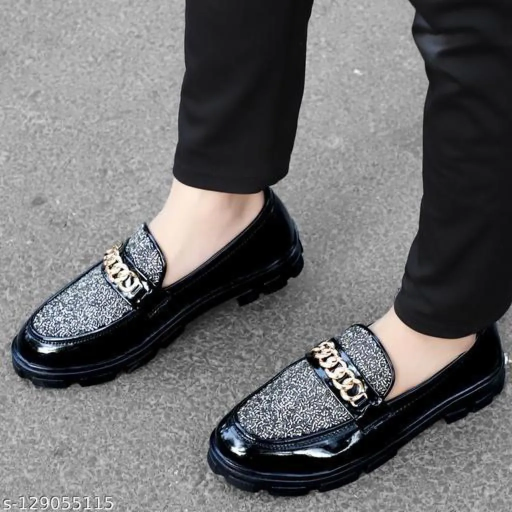 Men's Black Synthetic Leather Solid Casual Shoes