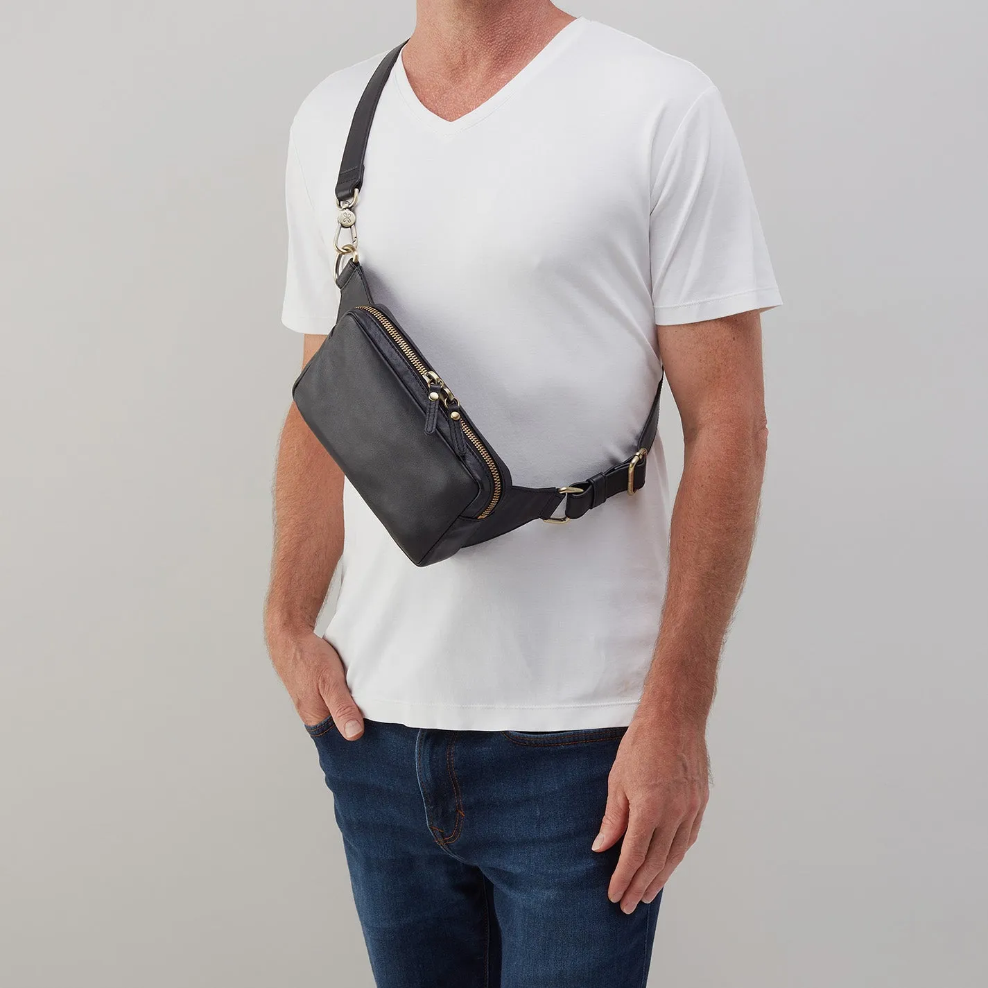 Men's Sling in Silk Napa Leather - Black