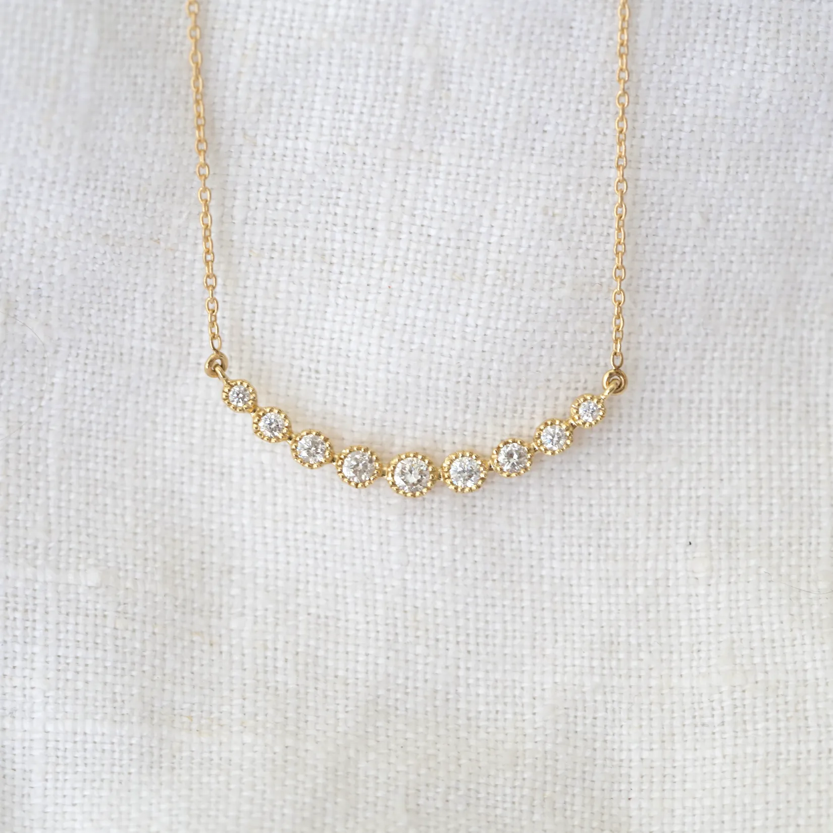 Millgrain Bezel Diamond Necklace
