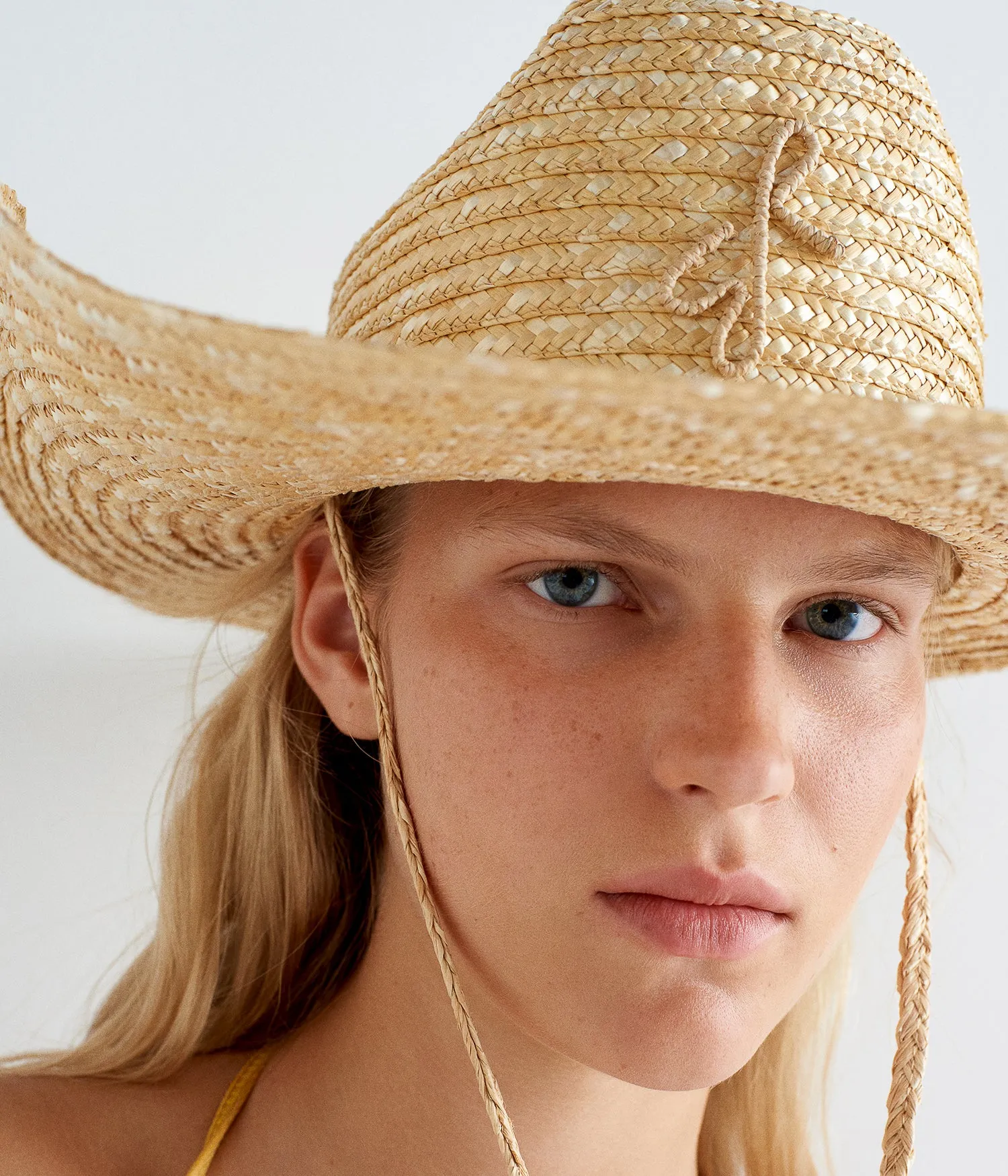 Monogram-embellished Straw Cowboy Hat