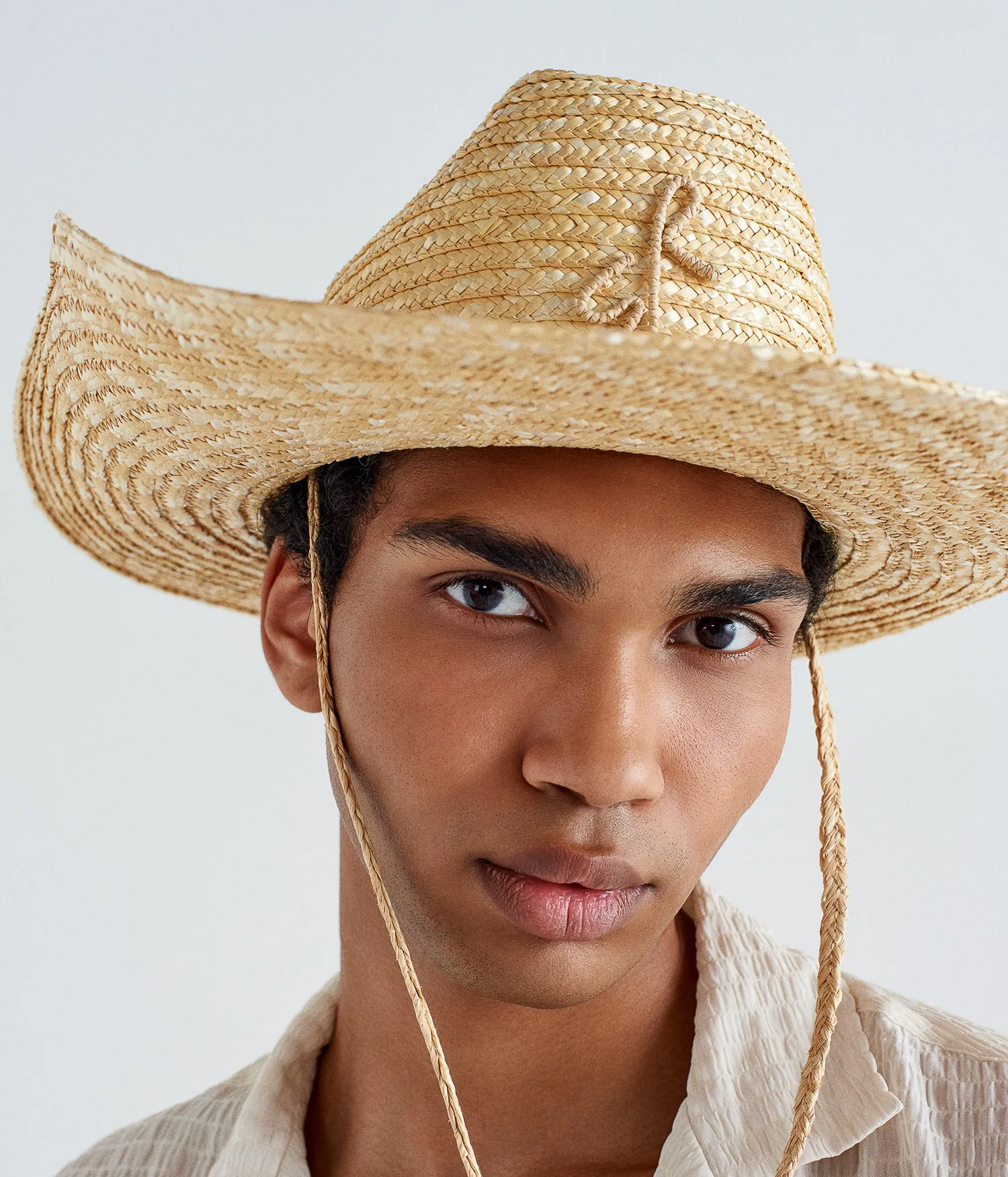 Monogram-embellished Straw Cowboy Hat