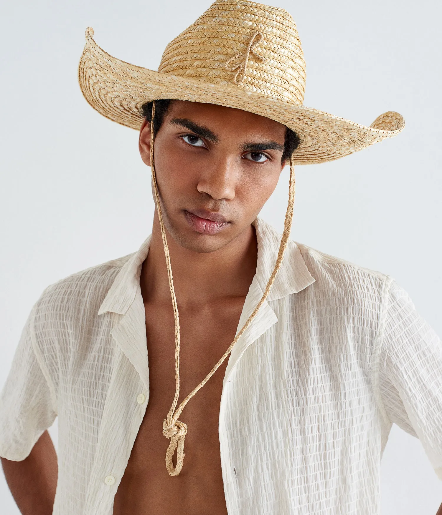 Monogram-embellished Straw Cowboy Hat