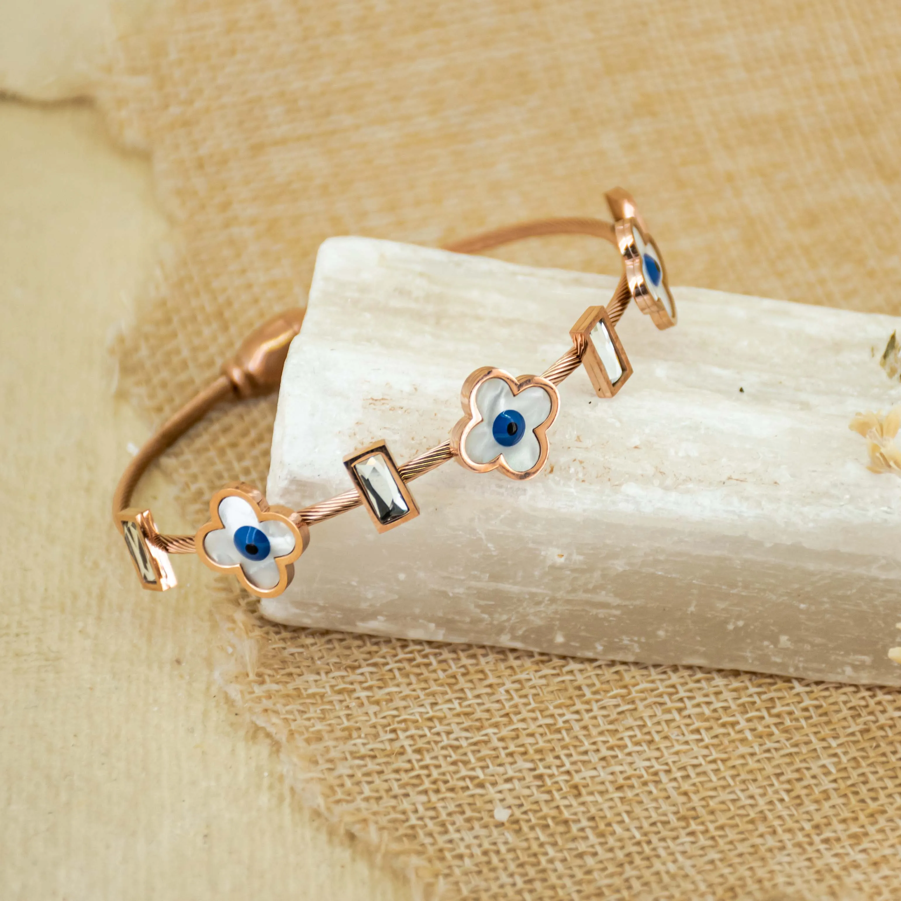 Mother Of Pearl Flower Bangle
