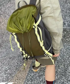 Natural Blackish Green Drawstring Patchwork Outdoors Backpack Bag ML2327