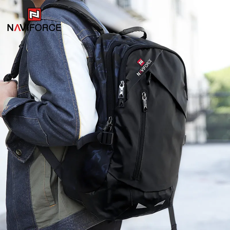 NAVIFORCE Fashion Luxury Business Backpacks High Quality PU Waterproof Travel Bag Laptop Backpack With USB Charging Hole NFB6807